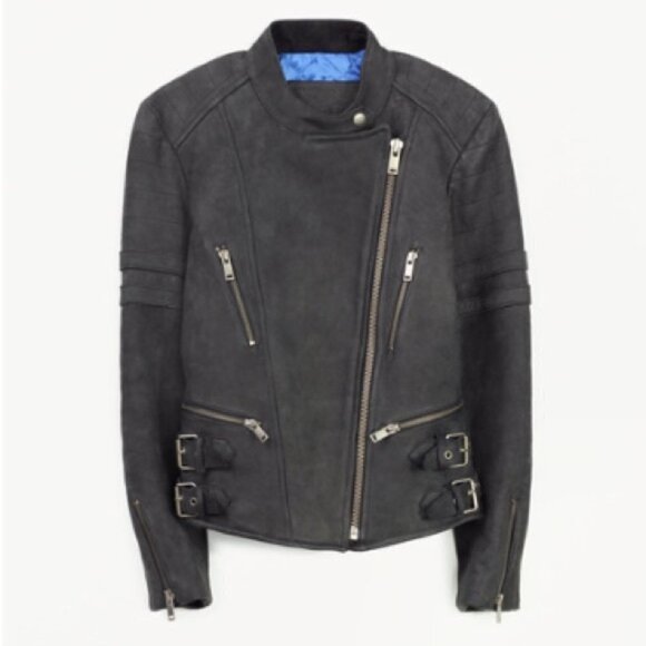 Aritzia Wilfred Free BOBINE Lambskin Moto Leather jacket - Picture 3 of 14